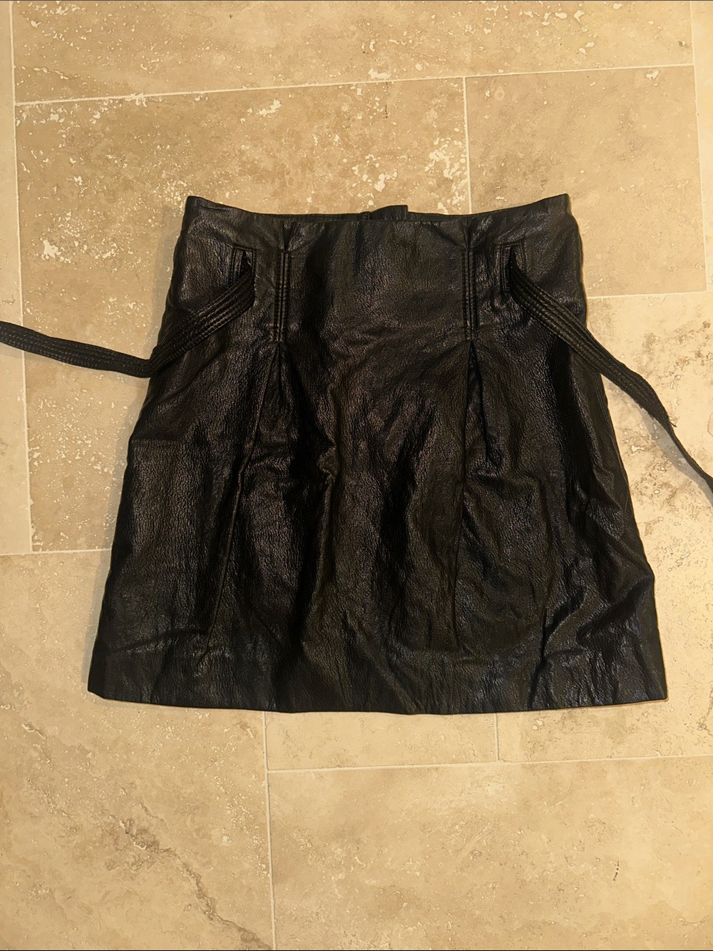 Free People Stylish Black Faux Leather Mini Skirt
